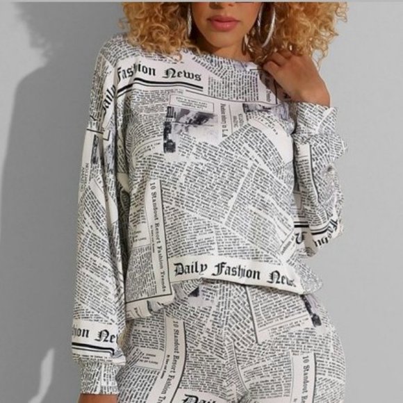 Newspaper Print Set - Pants & Top - Picture 8 of 11